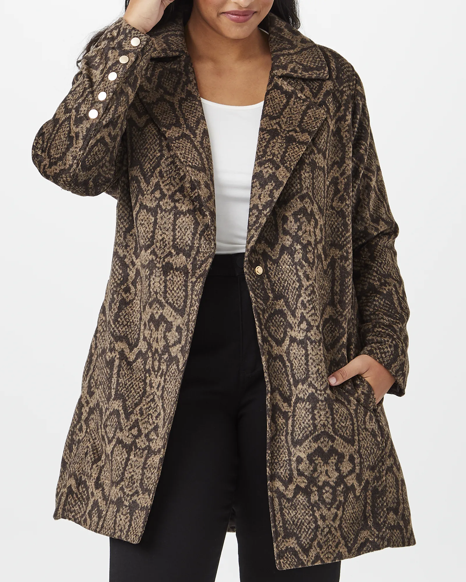 Rylee One-Button Coat | Brown / Black