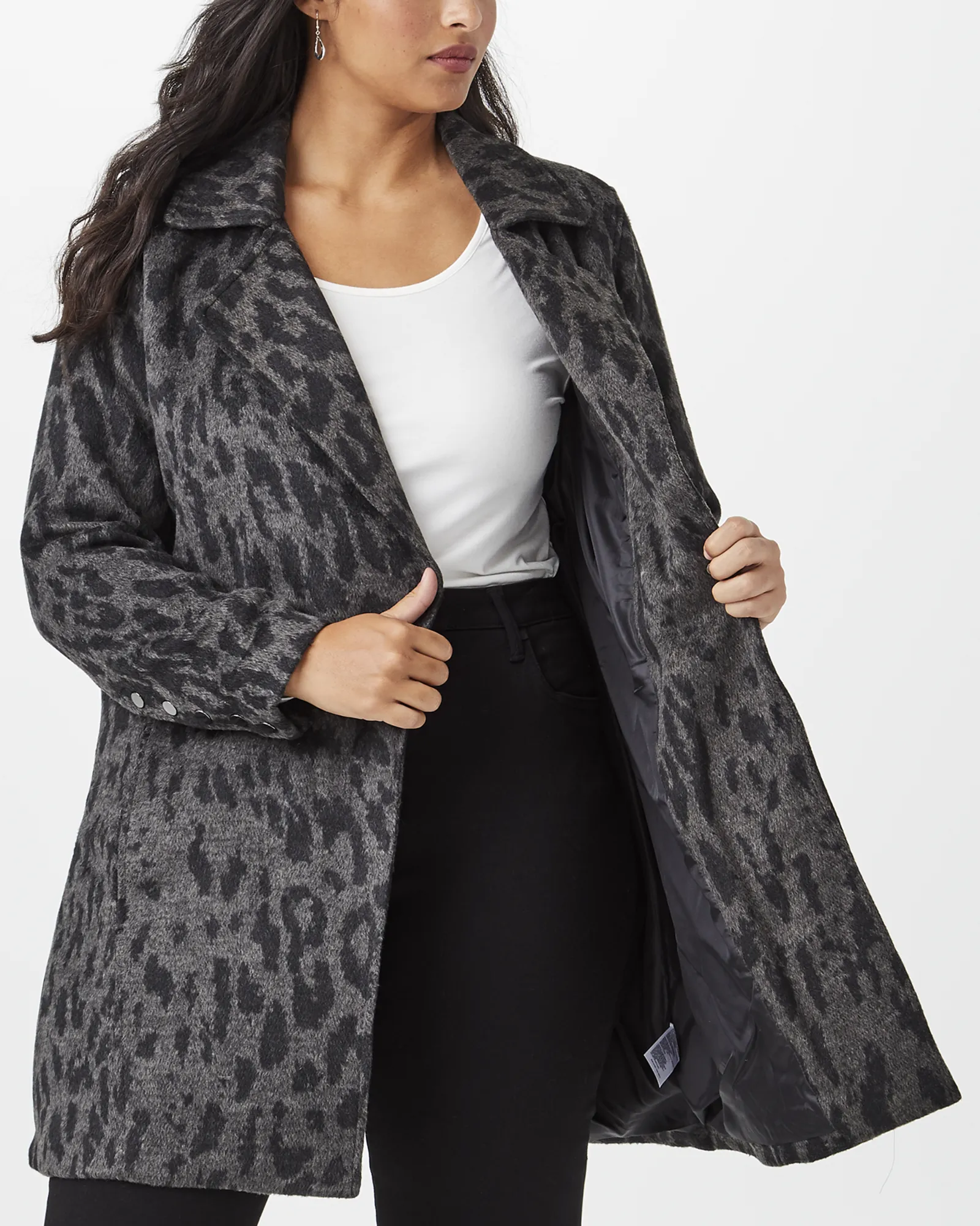 Rylee One-Button Coat | Light Grey / Black