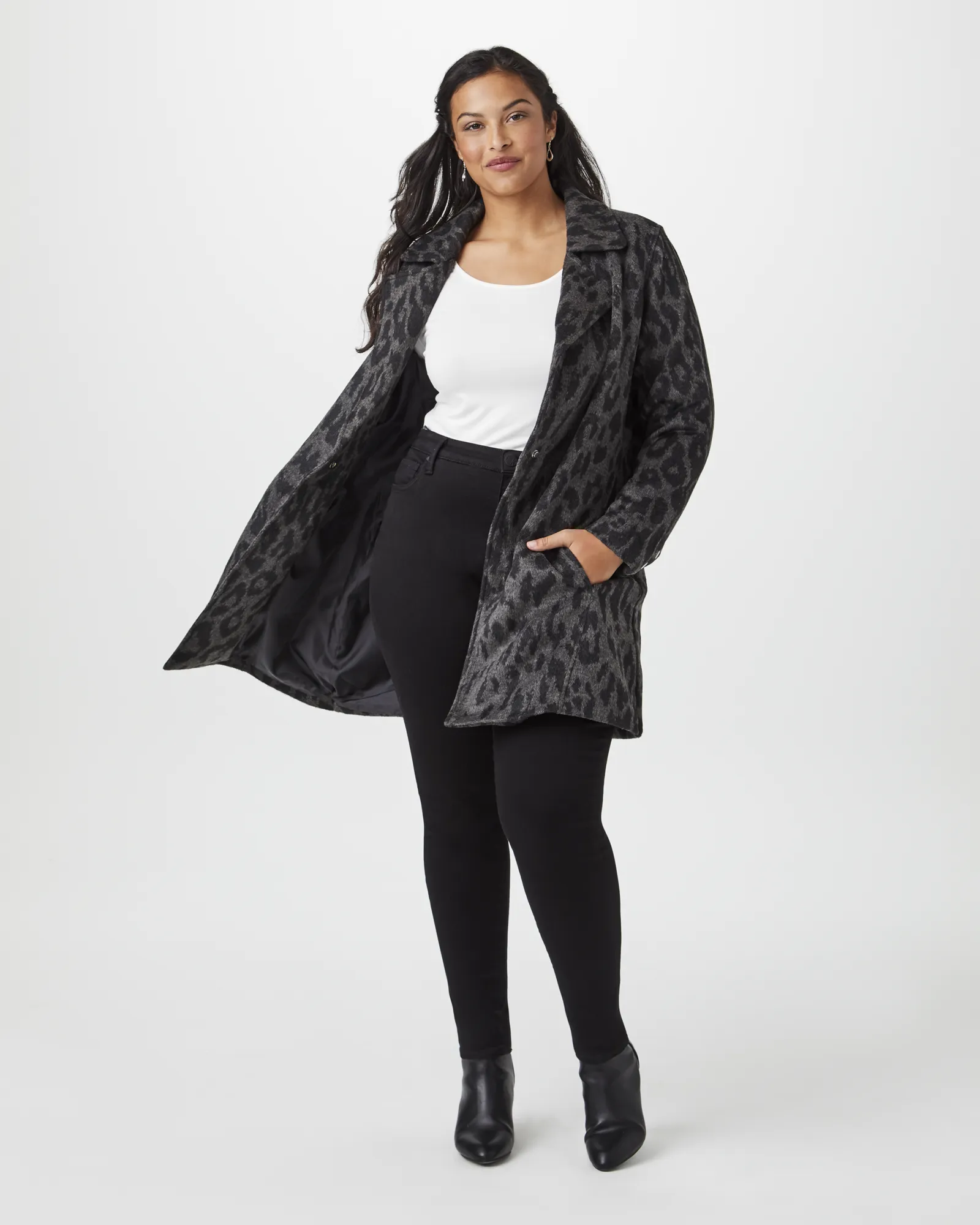 Rylee One-Button Coat | Light Grey / Black