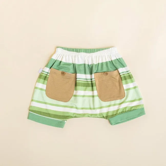 Shorts - Harem Style - Moss Stripe