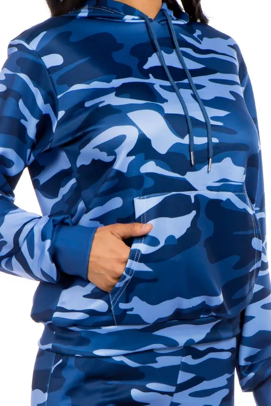 TEEK - BLUE TWO PIECE CAMO HOODIES PANT SET