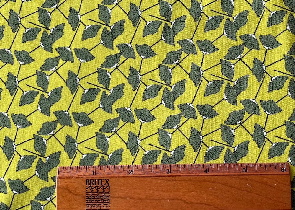 Tumbling Ginkgo Leaves Stretch Silk Charmeuse (Made in Italy)