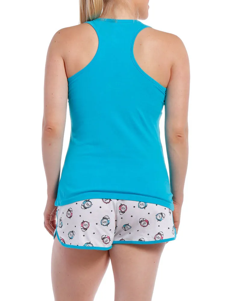 Women's Soft Knit 100% Cotton Jersey Short Tank-Sleep Set