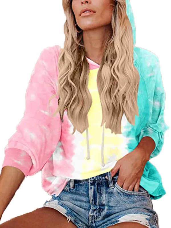 Women's Vibrant Tie Dye Hoodie With Drawstring Feature