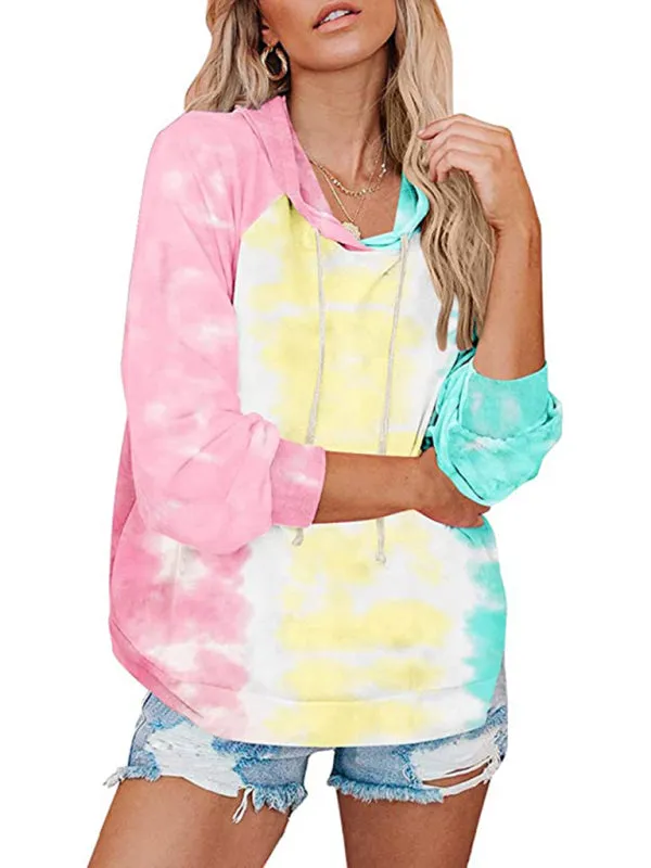 Women's Vibrant Tie Dye Hoodie With Drawstring Feature