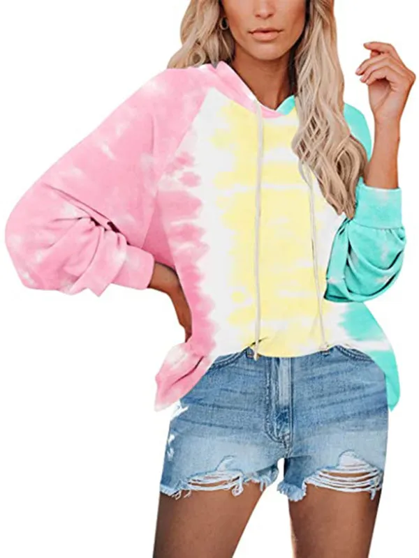 Women's Vibrant Tie Dye Hoodie With Drawstring Feature