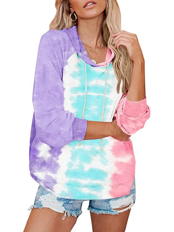 Women's Vibrant Tie Dye Hoodie With Drawstring Feature