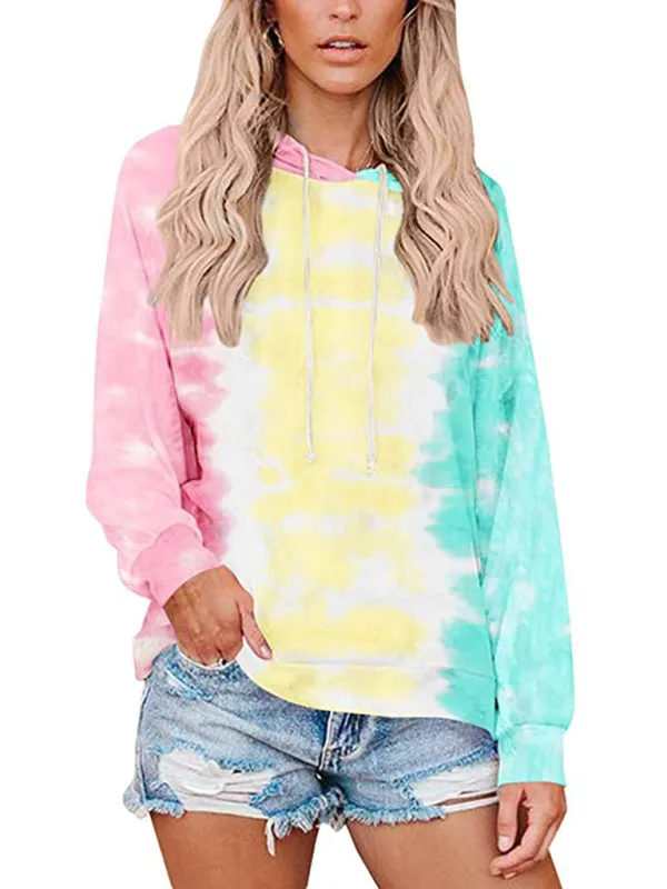 Women's Vibrant Tie Dye Hoodie With Drawstring Feature