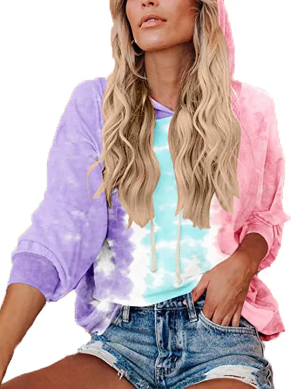 Women's Vibrant Tie Dye Hoodie With Drawstring Feature