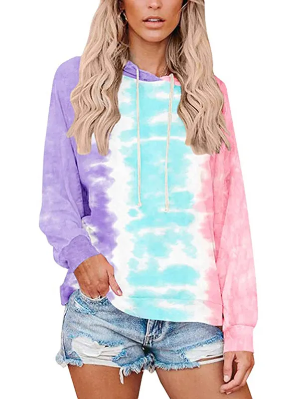 Women's Vibrant Tie Dye Hoodie With Drawstring Feature