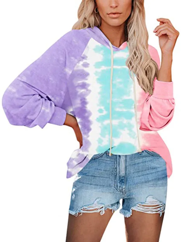 Women's Vibrant Tie Dye Hoodie With Drawstring Feature