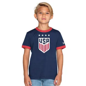 Youth New Era USWNT Bi-Blend Ringer Navy Tee